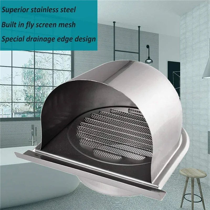 ABRU-3Pcs 6Inch 150Mm Waterproof Stainless Steel Vent Vent Hood Anti-Corrosion Exhaust Extractor For Wall Air Outlet Cover,A