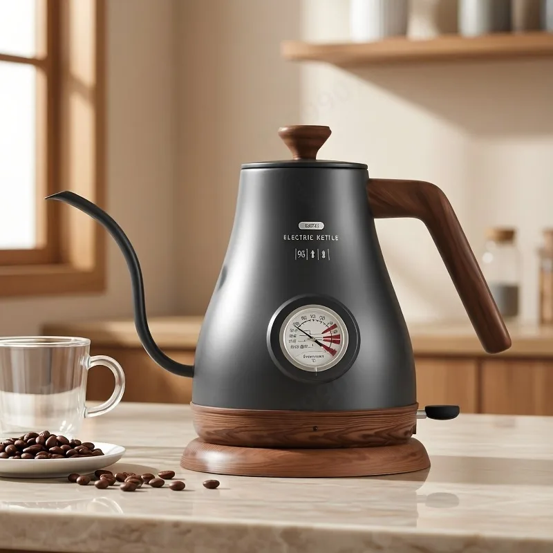 Temperature Screen Gooseneck Heating Pot Narrow Spout Hand Pour Coffee Kettle Teapot for Household Coffee Shop Office Brewing