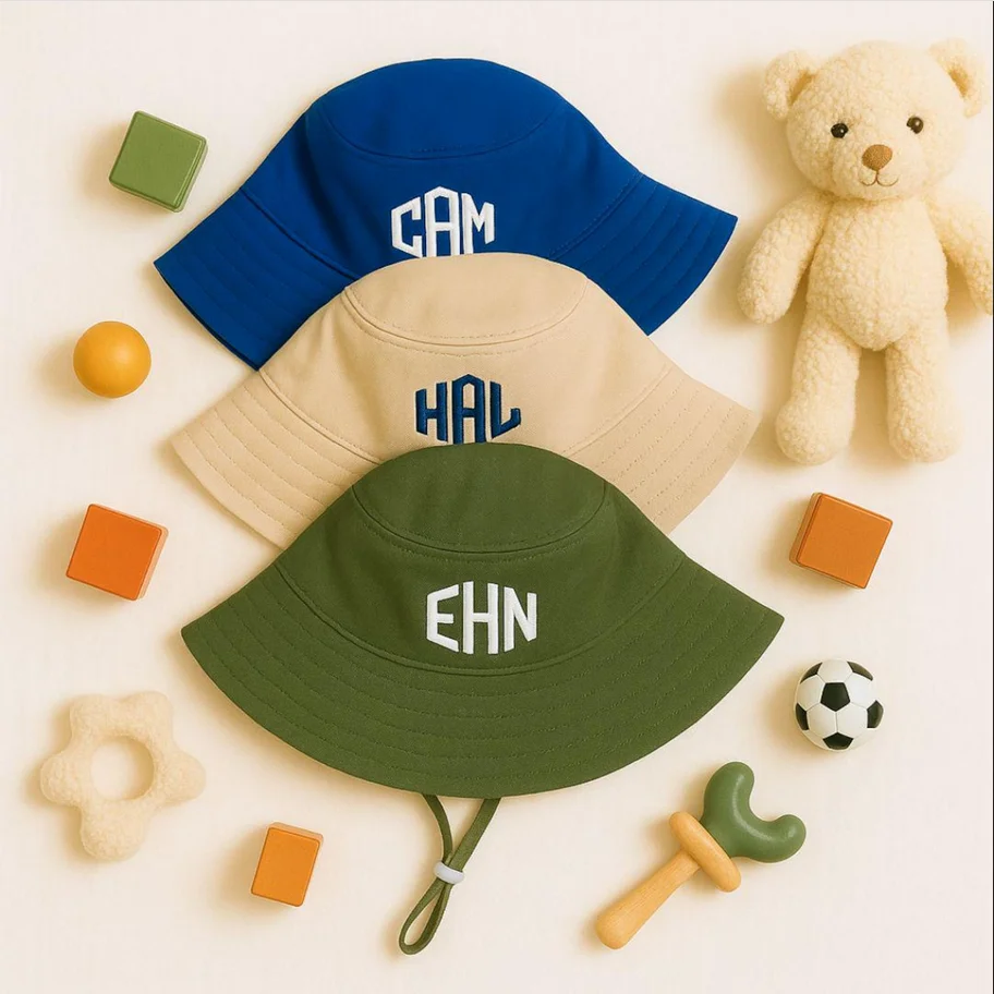 Custom Name Kids Summer Hat, Embroidered Kids Name Hat, Monogram Baby Hat, Beach Hat, Toddler Sun Hat, Baby First Birthday Gift