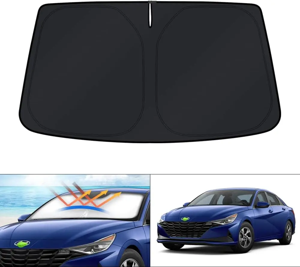 

Windshield Sun Shade for 2021-2024 2025 2026 Hyundai Elantra Accessories Sunshade Window Sun Visor Protector Foldable Blocks UV