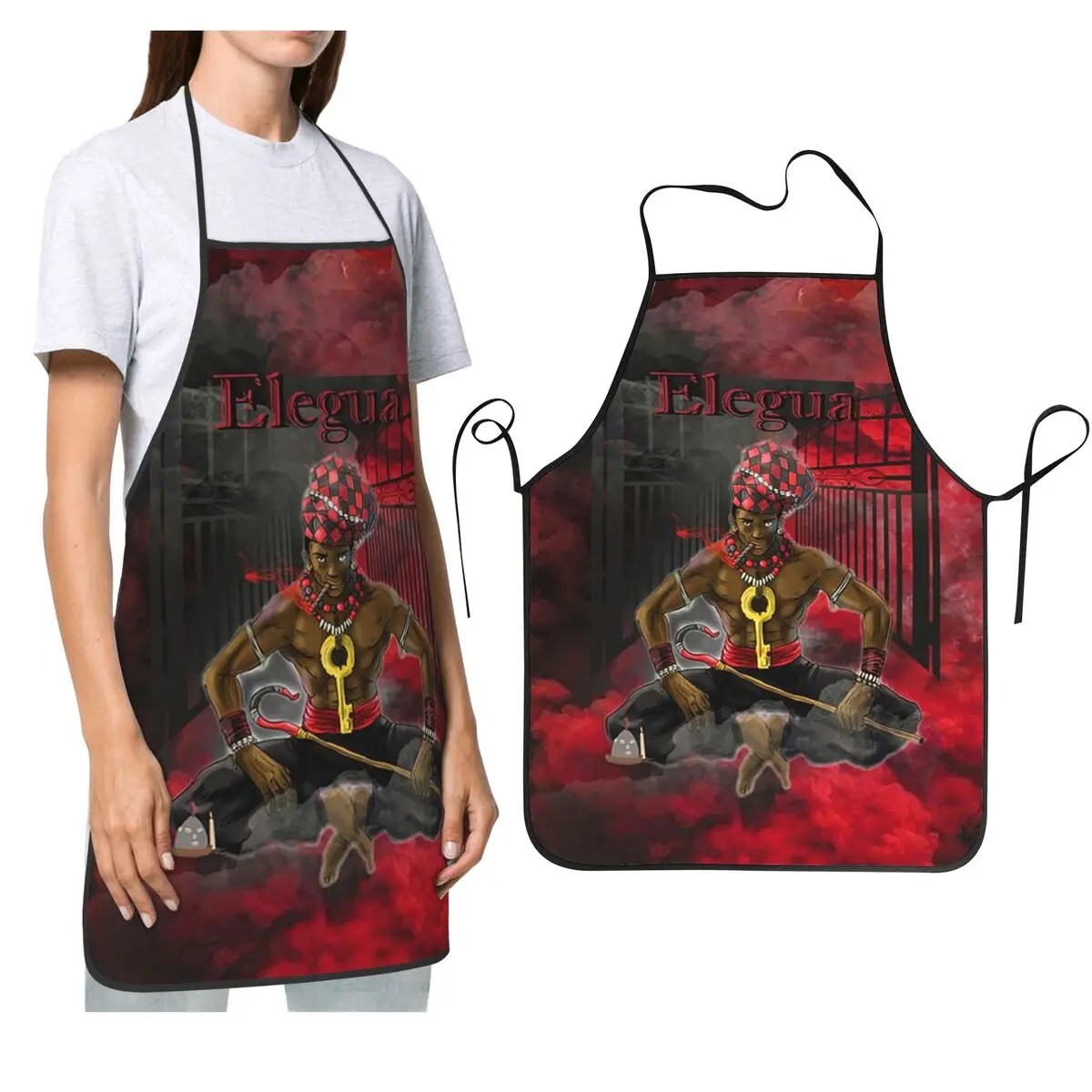 Delantales Elegua Propietario de las encrucijada Chef Cocina Tablier Babero impermeable Limpieza de cocina Delantal para mujeres y hombres