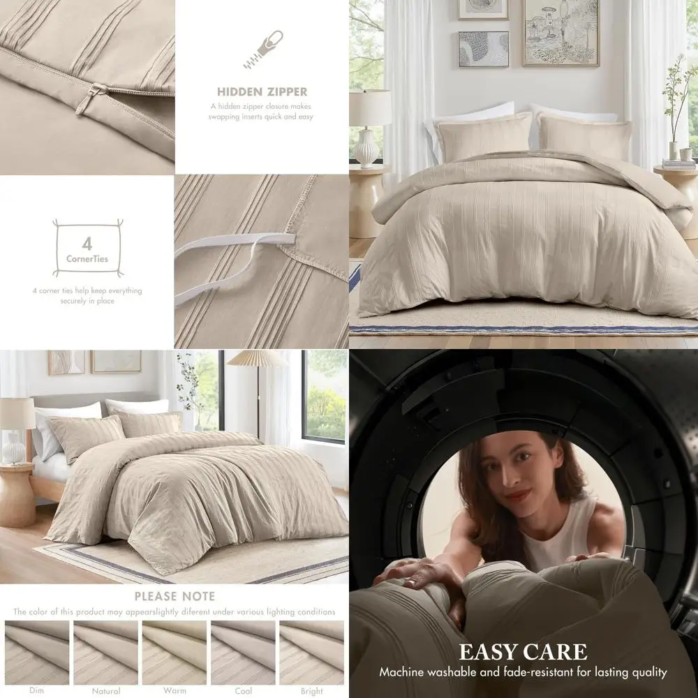 

Комплект постельного белья в полоску, размер Queen, минималистичный комплект постельного белья с премиальными полосами, 3 предмета, пододеяльник двусторонний на молнии