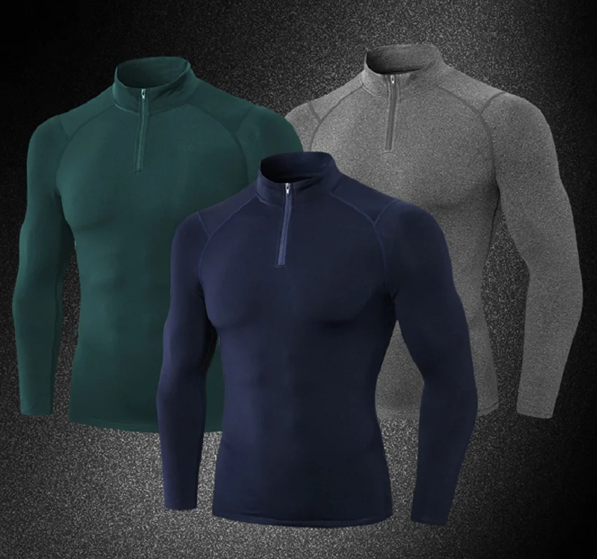 

Wholesale New Men's Fashion Sport Fitness Velvet Jacket High Elasticity Tight Fitting Running Training Sweatshirt Coat S-XXL