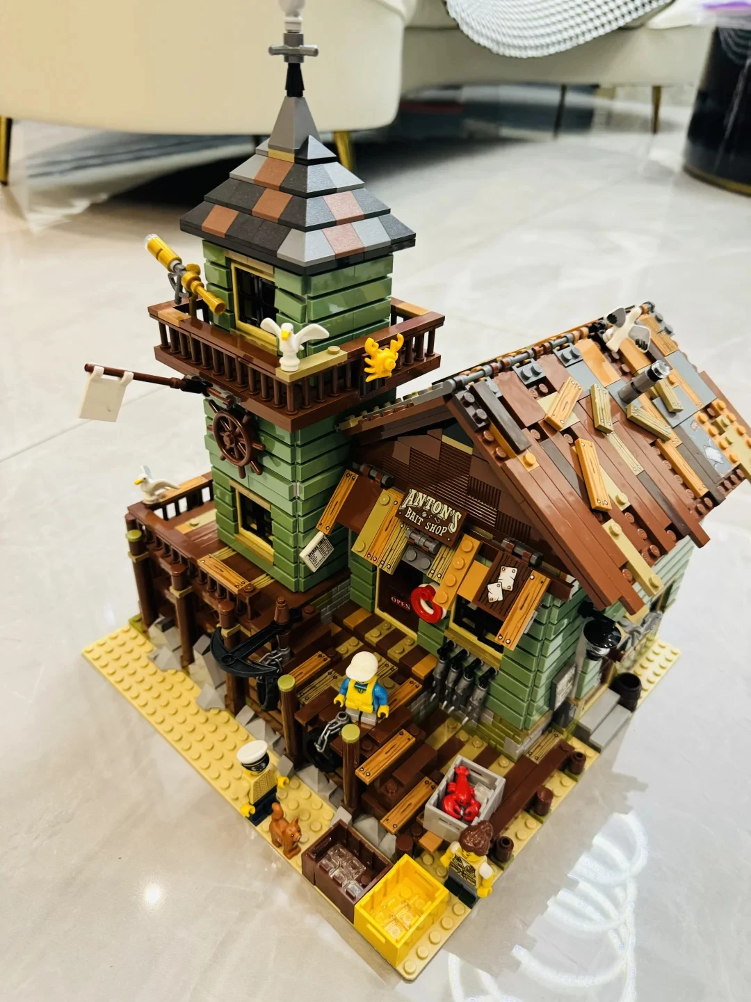 Creative Harbour Restaurant Fisherman's Cabin Old Fishing Store Building Blocks MOC Construction Bricks Toys Gift For Kids