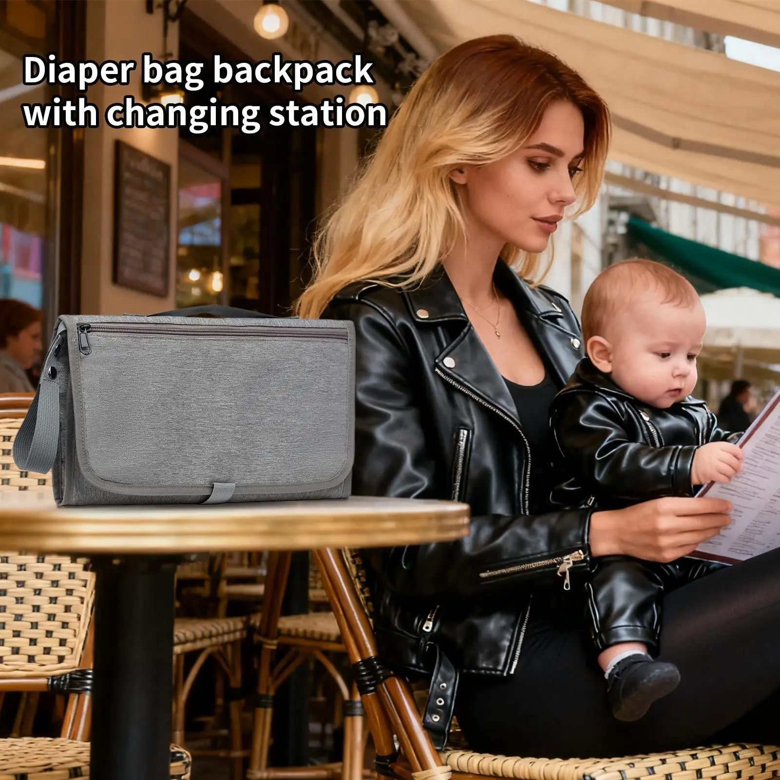 حقيبة حفاضات للنساء، منظم تخزين مقاوم للماء، حقيبة حفاضات الأطفال مع وسادة تغيير الحفاضات للاستخدام اليومي والسفر على الشاطئ والرحلات القصيرة للعائلة