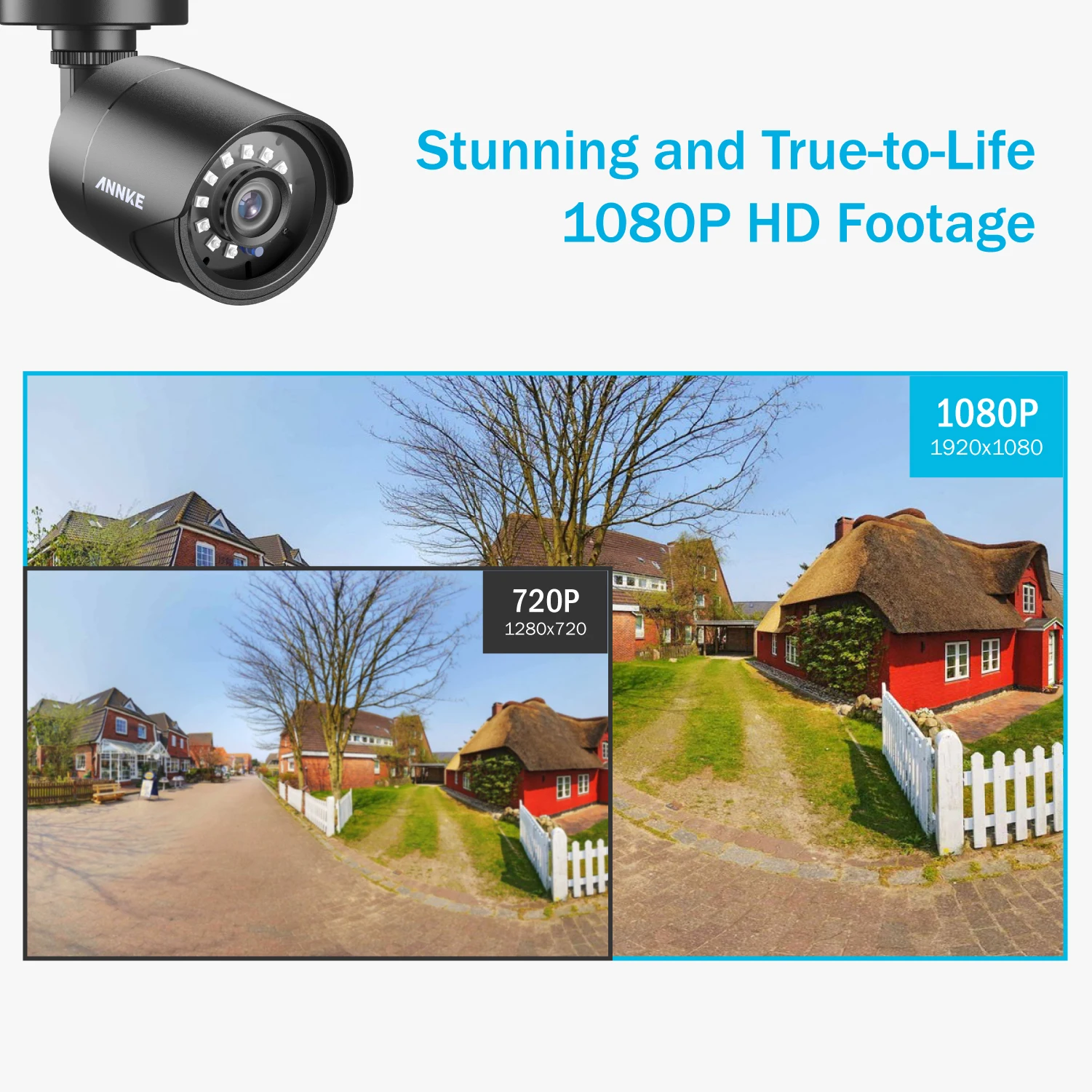 ANNKE-Caméra de surveillance bullet HD 2MP/1080p, dispositif de sécurité sans fil, avec système infrarouge et vision nocturne (TVI), 4 en 1