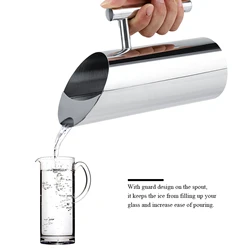 Stainless Steel Pitcher Jug, 1/1.5/2L Stainless Steel Water Jug with Ice Guard Cold Drinking Pitcher Home Hotel Serving Tool