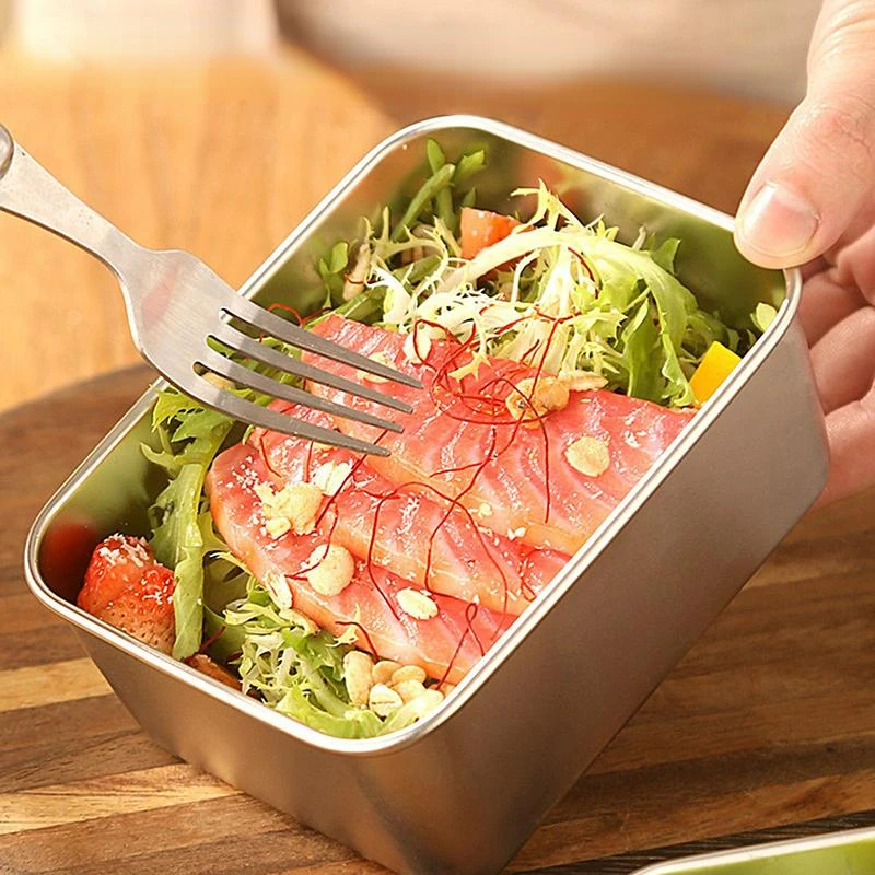 Stainless Steel Fresh Keeping Box Airtight Food Storage Container With Lid Lunch Bento Food Box Outdoor Picnic Camping Tool