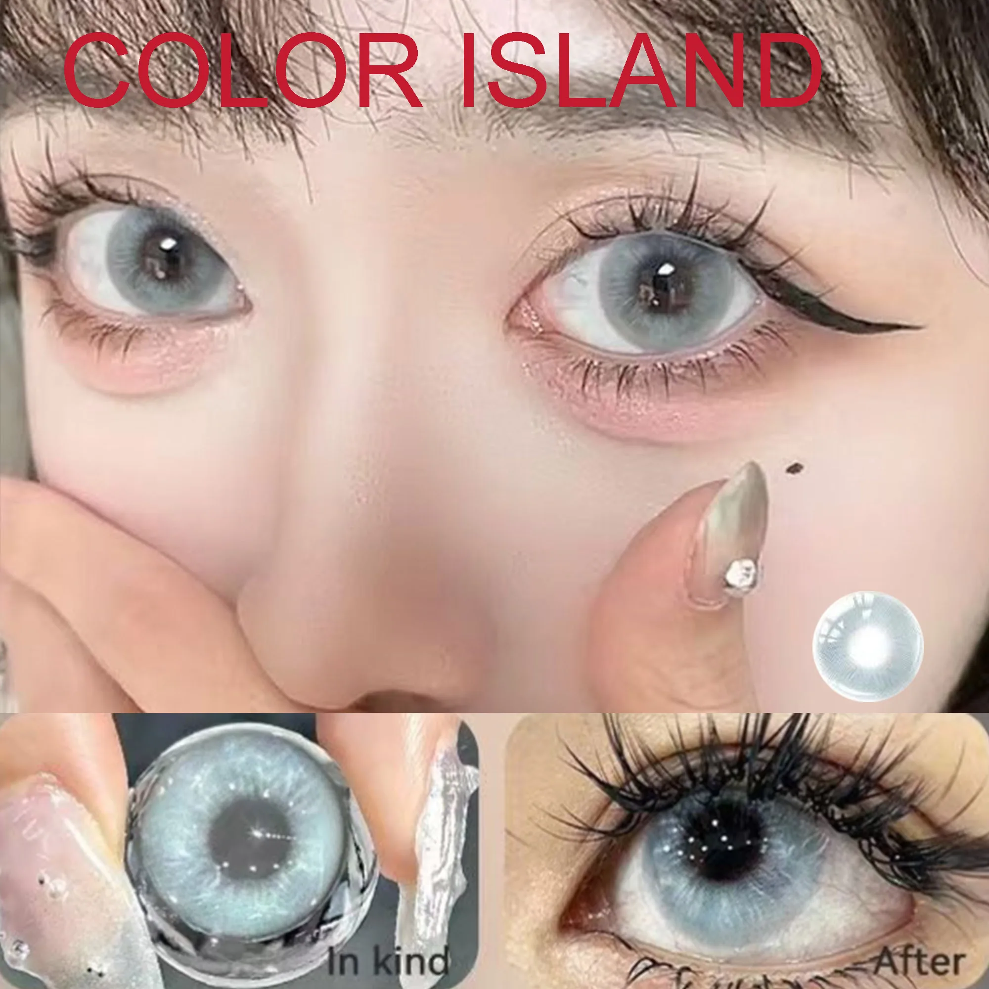 Coslens Women Men Accessories 14.20mm Soft Contact Lenses with Power lentes de contacto Color Island Blue