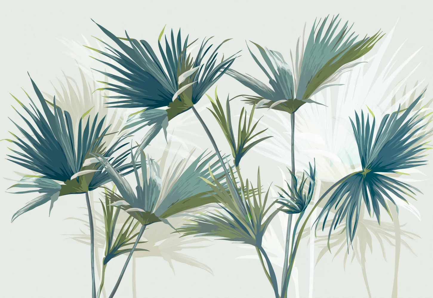 

Customized size mural hand-painted rainforest plant leaf wallpaper home decoration palm leaf tapestry mural 3d wallpaper