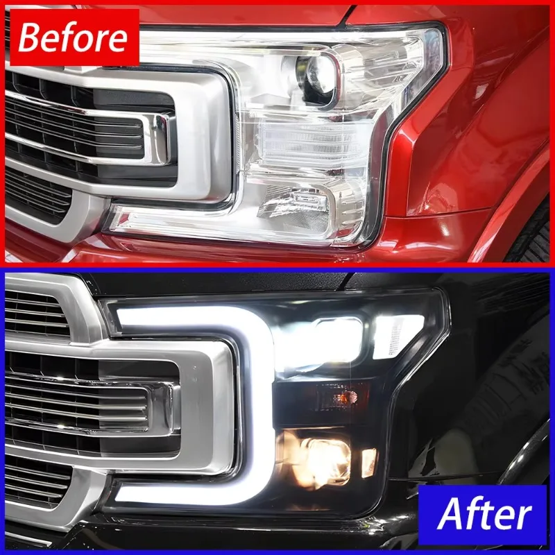 KGKB LED Headlights Assembly for  Raptor F150 2018-2019 High Quality Bifocal Projector Lens Dynamic Turn Light Plug & Play