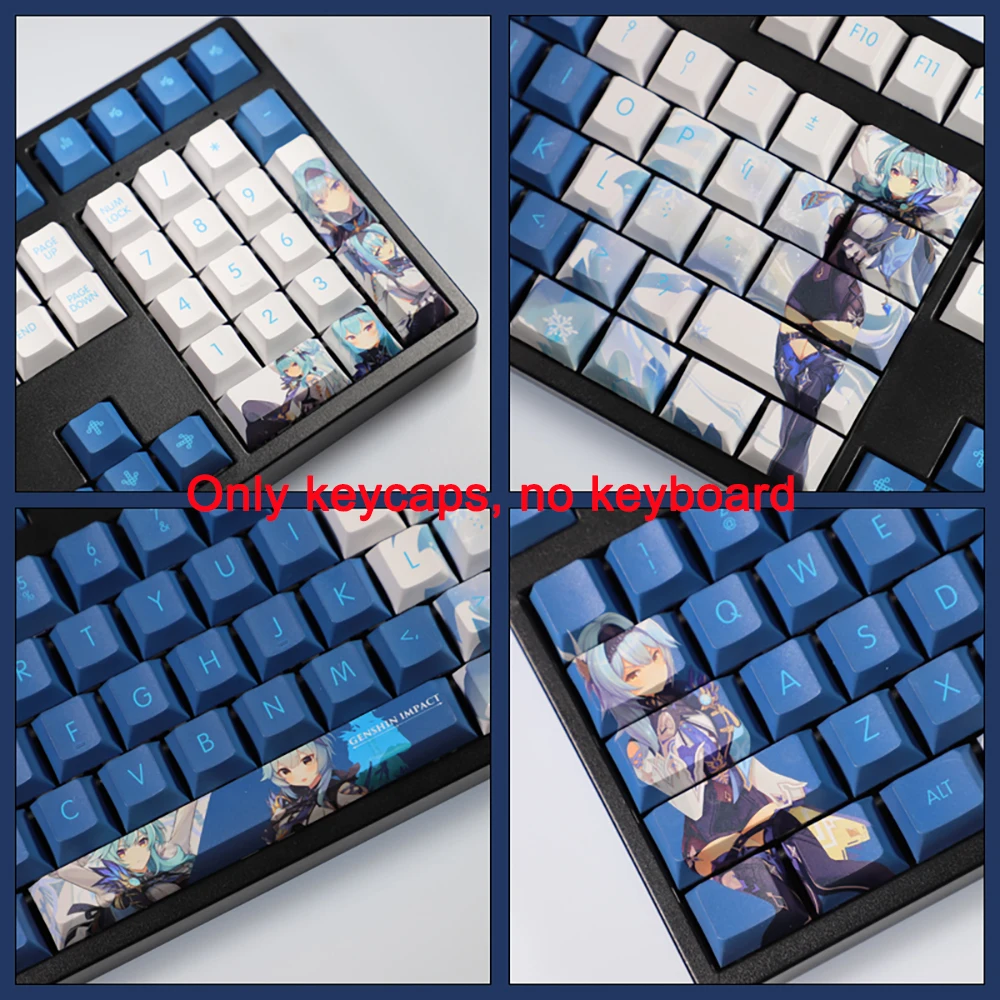 Genshin-teclas de impacto Eula, accesorio con subcama, PBT Dye, cereza, retroiluminado, Anime, 61, 87, 108, 104, diseño, 108