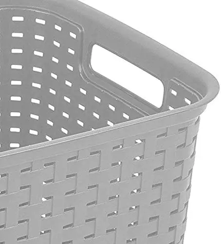 

Tall Plastic Weave Basket, Bin Organization for Countertops, Classroom, Tabletops & Book Shelves for Crafts, Jewelry, Brown Gym