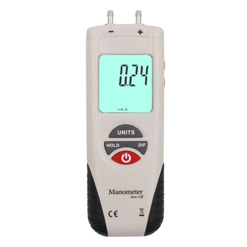 

-A89Z HT-1890 Air Pressure Meter Digital Manometer Gas Pressure Gauge With Dual Port& Data Hold For HVAC Testing