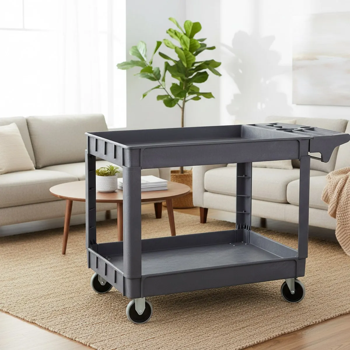 Heavy Duty Steel Rolling Cart 46x25.5 Inch Multi-Purpose Work Trolley