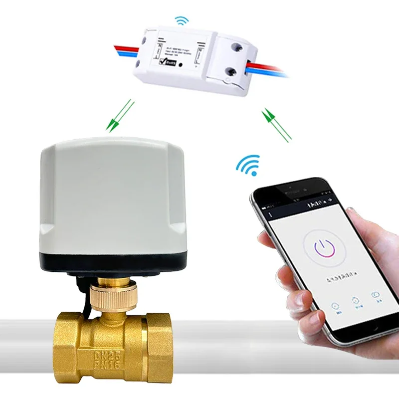 Tuya WiFi Smart Timing Switch Electric Ball Valve AC220V Water Auto Valve Controller Works With Alexa Google Home