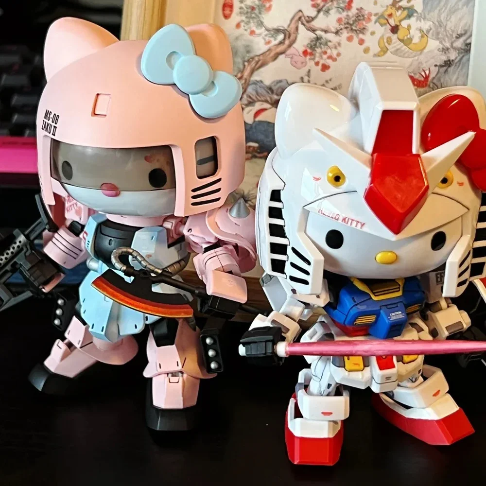 Hello Kitty SD SDCS EX Assembly Model Green Zaku2 Xiaya Pink Zagu2 Kitty Cat KT Joints Robot Mecha Kits Action Figure Toy