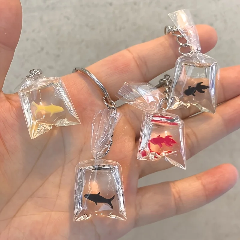2pcs Transparent goldfish keychain, keychain accessory, pendant ornament, pendant accessory, ring clasp, bag accessory