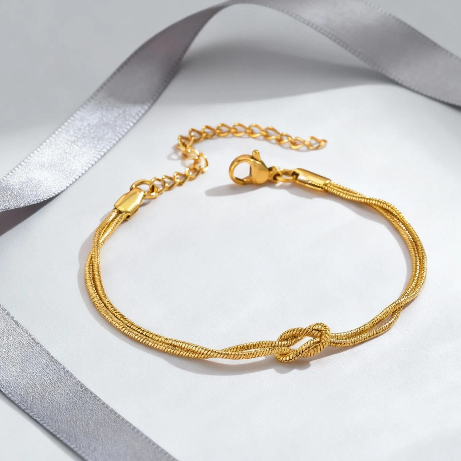 العصرية الحب عقدة أساور للزوجين الرجال النساء، الفولاذ المقاوم للصدأ 2 طبقات ثعبان سلسلة معصمه، هدايا الذكرى عيد الحب #6