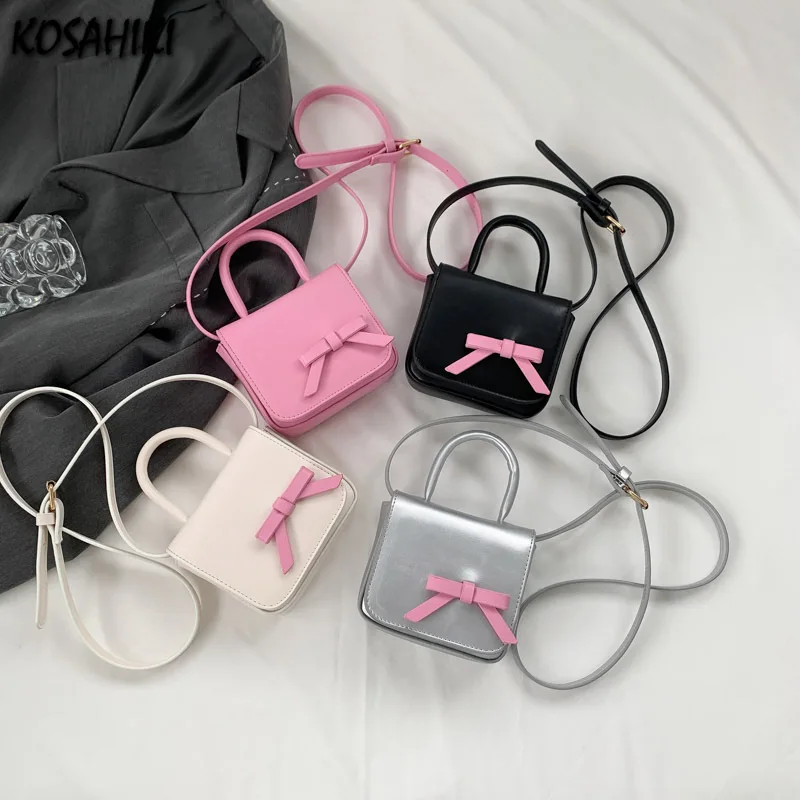 Borse con manico superiore da donna con fiocco dolce coreano Y2k borsa a tracolla a tracolla moda Casual semplice nuova borsa e borsette Kawaii All