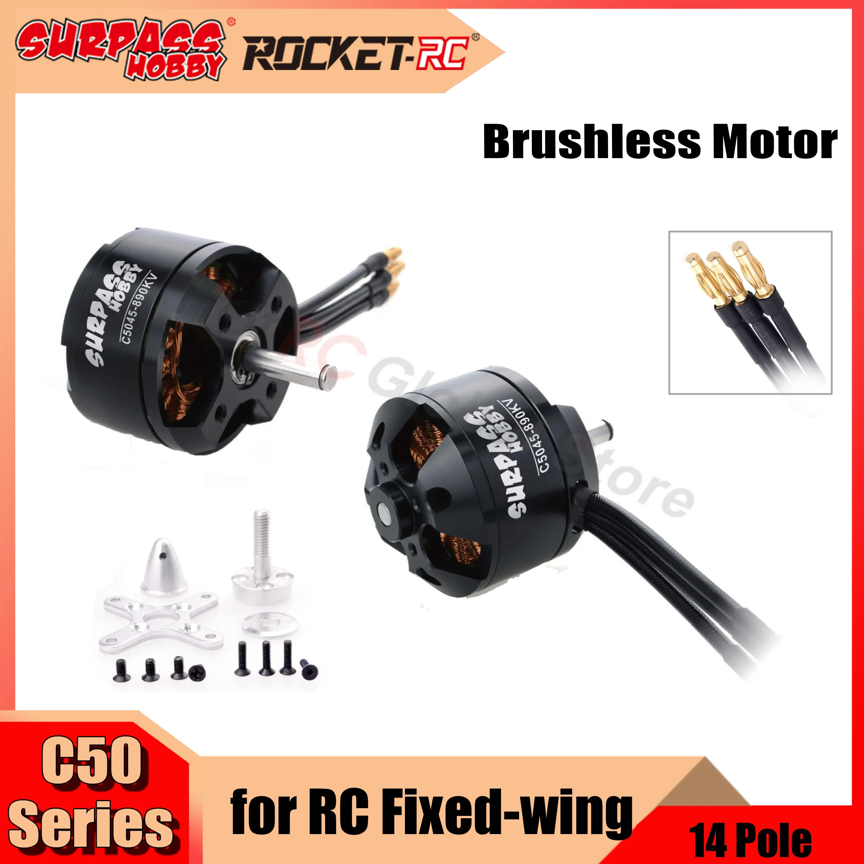 Surpass Hobby 50 Series 720KV 890KV 400KV 570KV 760KV Brushless Motor for RC Glider Aircraft Fixed-wing Quadcopter DIY Toys