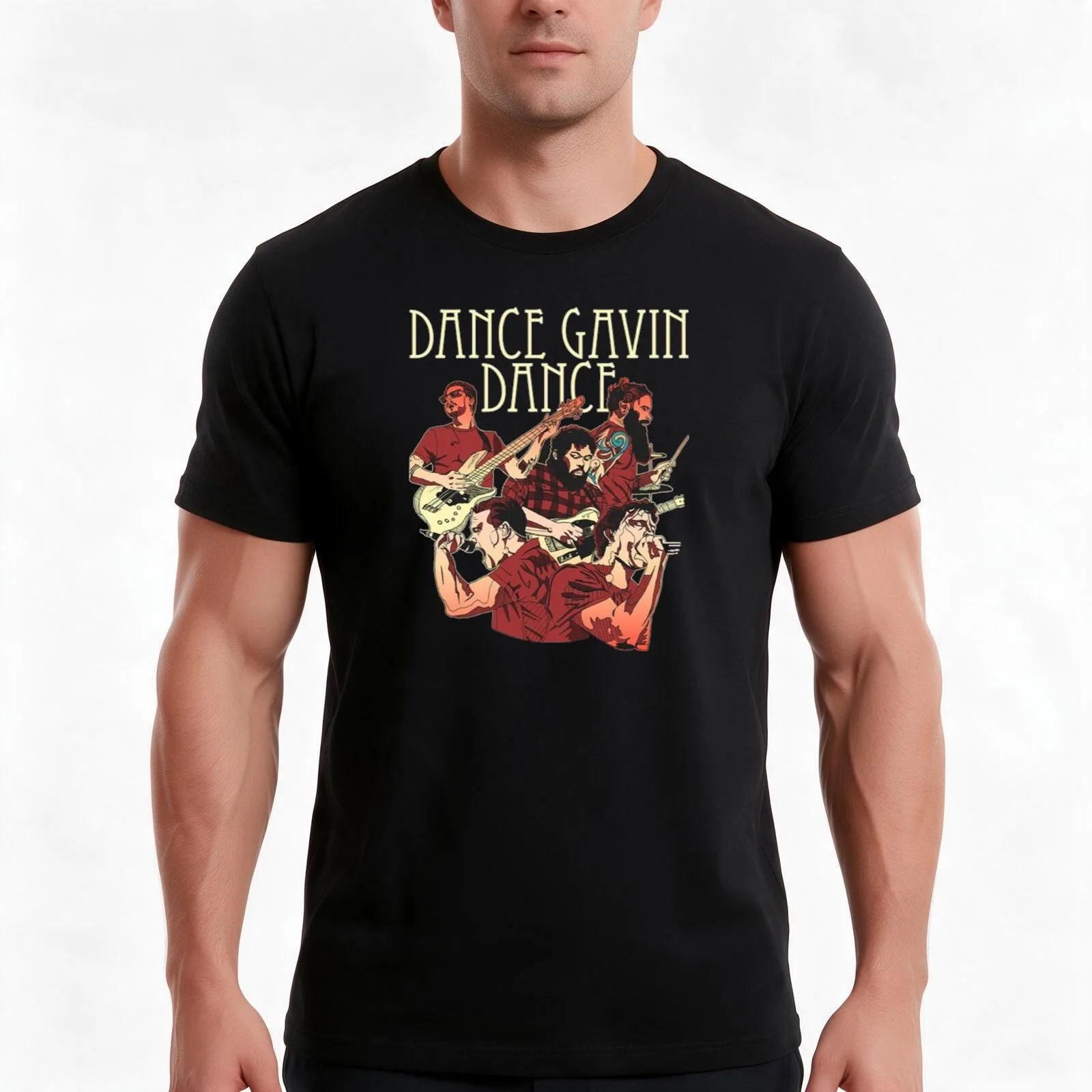 Dance Gavin Dance Graphic Design T-Shirt, Summer Casual Cotton Tee, Oversized Streetwear Tops, Vintage Graphic Print