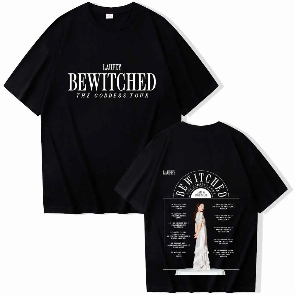 Laufey Bewitched: The Goddess Tour 2024 T-shirt Women O-neck Summer Casual Shirt Oversized T Shirt for Men Regular Printing