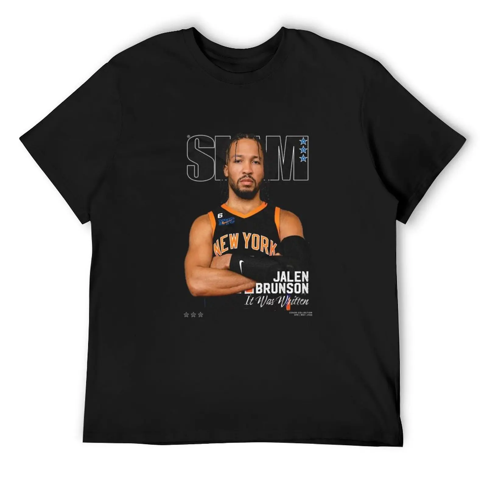

Футболка Slam Cover Jalen Brunson, черные баскетбольные футболки с рисунком, большие размеры, топы больших размеров, мужские забавные футболки