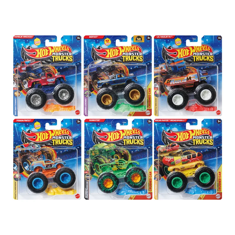 Original Hot Wheels coche Monster Trucks Diecast 1/64 juguetes niño Bob Esponja pantalones cuadrados Rhinomite Gunkster Bigfoot vehículo modelo regalo