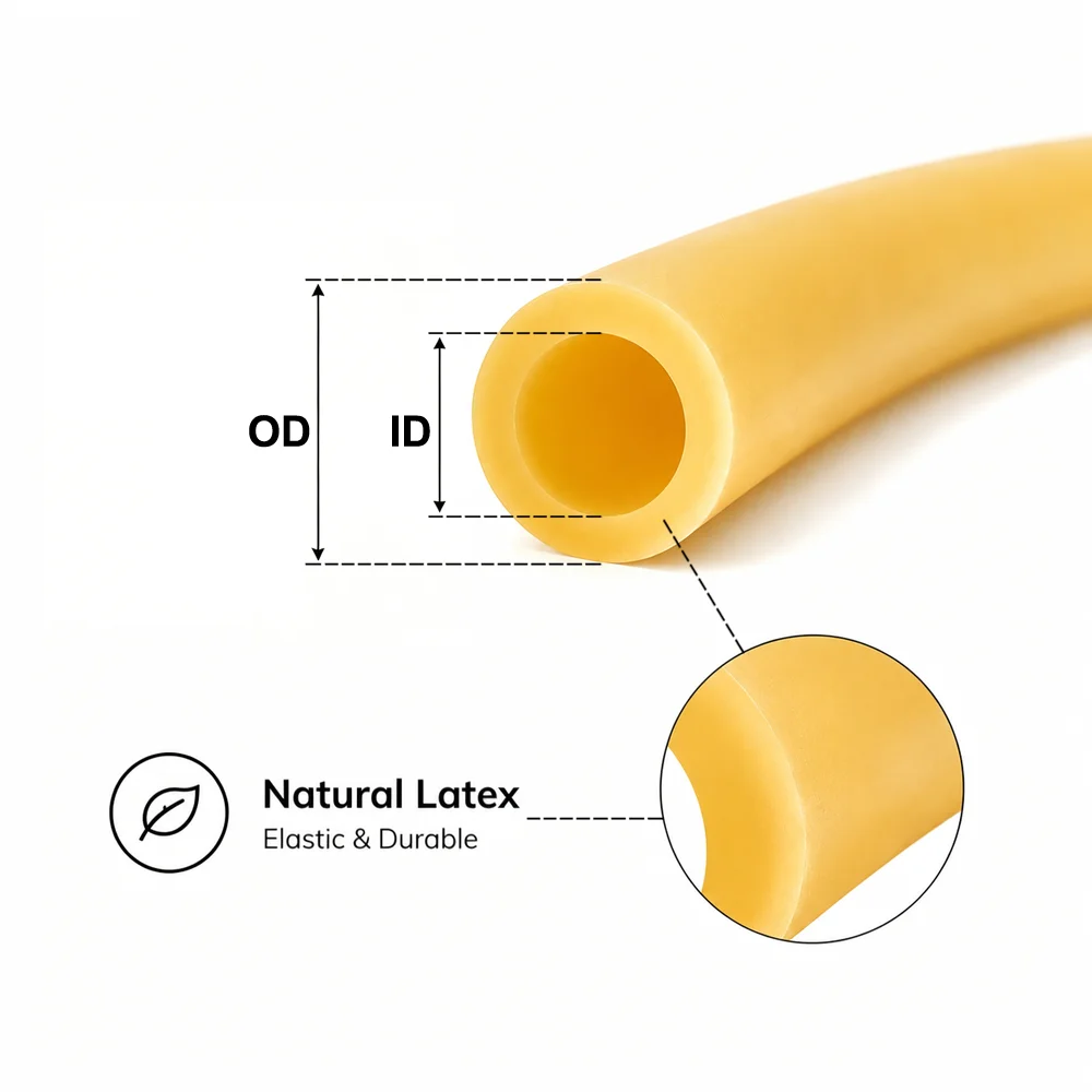 1/2/3/5M Yellow Latex Rubber Hose ID 1~8mm Flexible Pull Resistant Eak Proof Safe Non-Toxic Pull Resistant / Not Easily