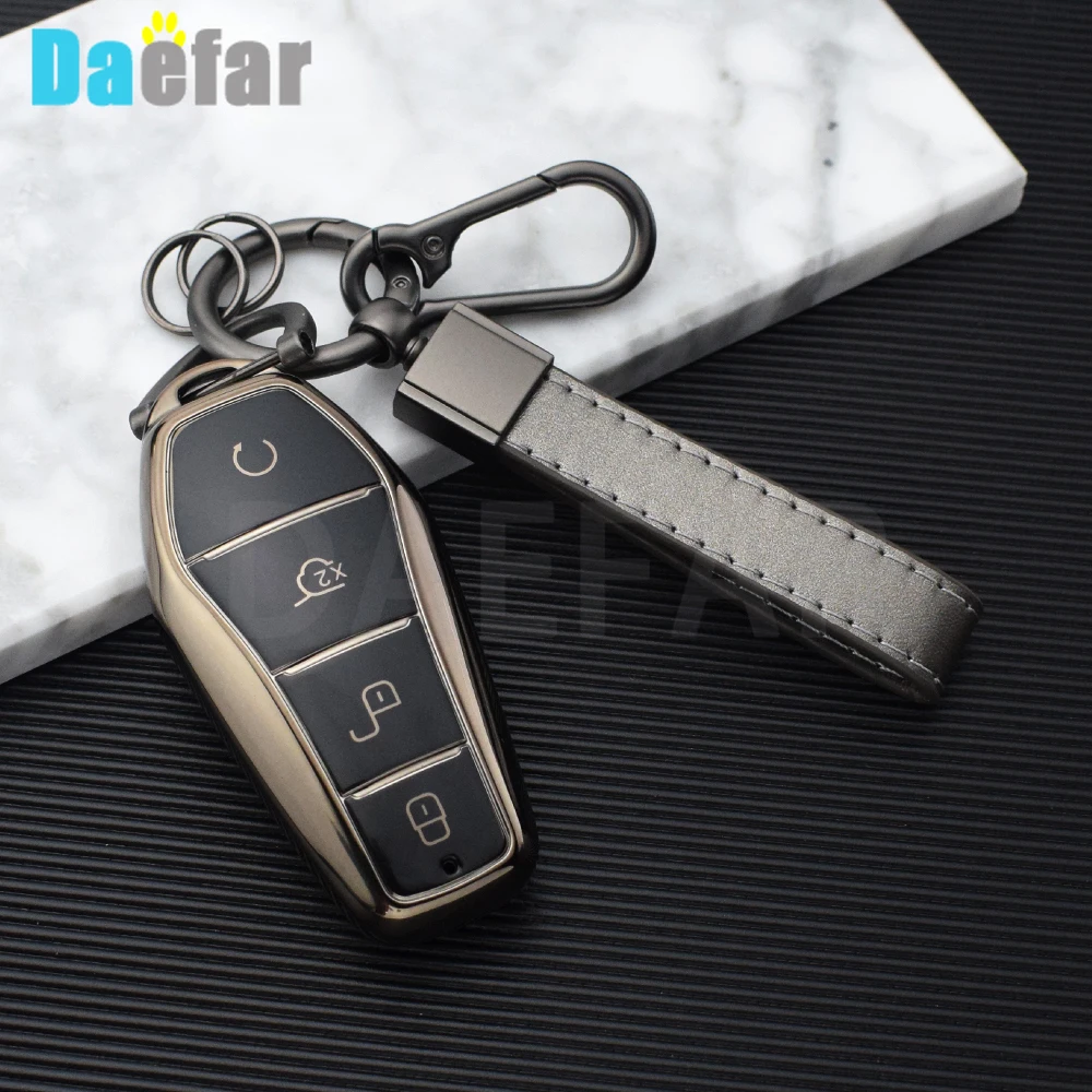 Para BYD Atto 3 Han EV Dolphin 4 botones Control remoto funda protectora TPU funda para llave de coche accesorios para automóviles