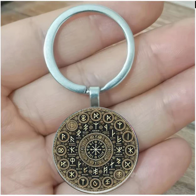 

Circular alloy keychain with Viking rune meaning - suitable for Viking fans - ideal gift for birthdays