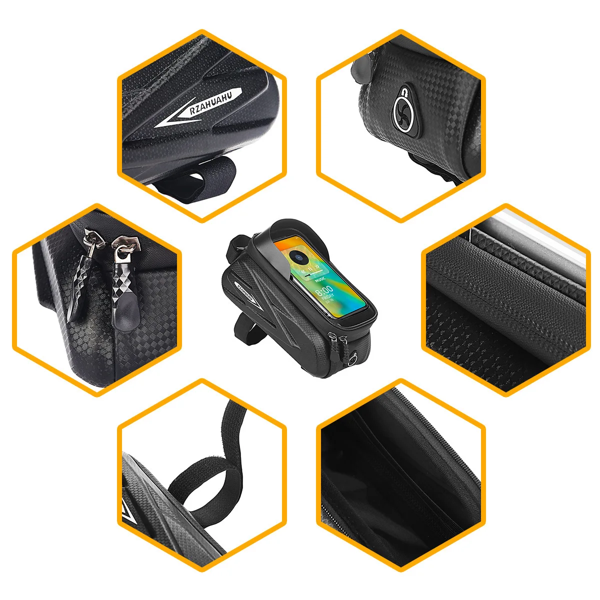 Outdoor Riding  Hard Shell Front Beam Package Mountain Bike Package Mobile Phone Touch Screen Waterproof Tube  Storage Bag