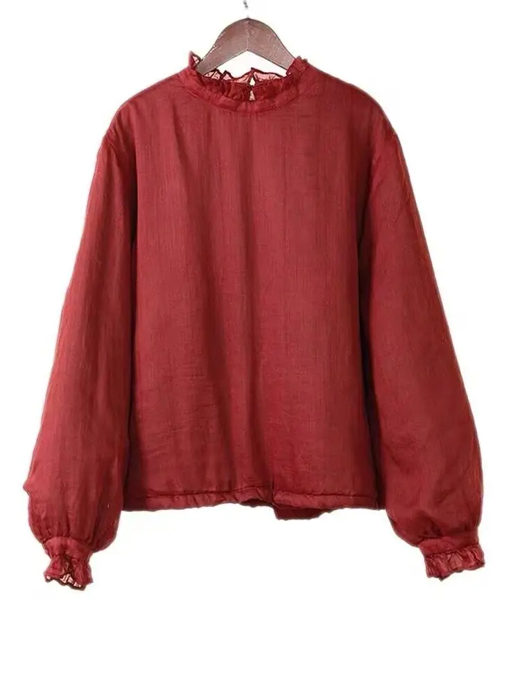 Feminino longo sve algodão irt thiened casual solto sle primavera outono inverno fiel versátil ne design de renda