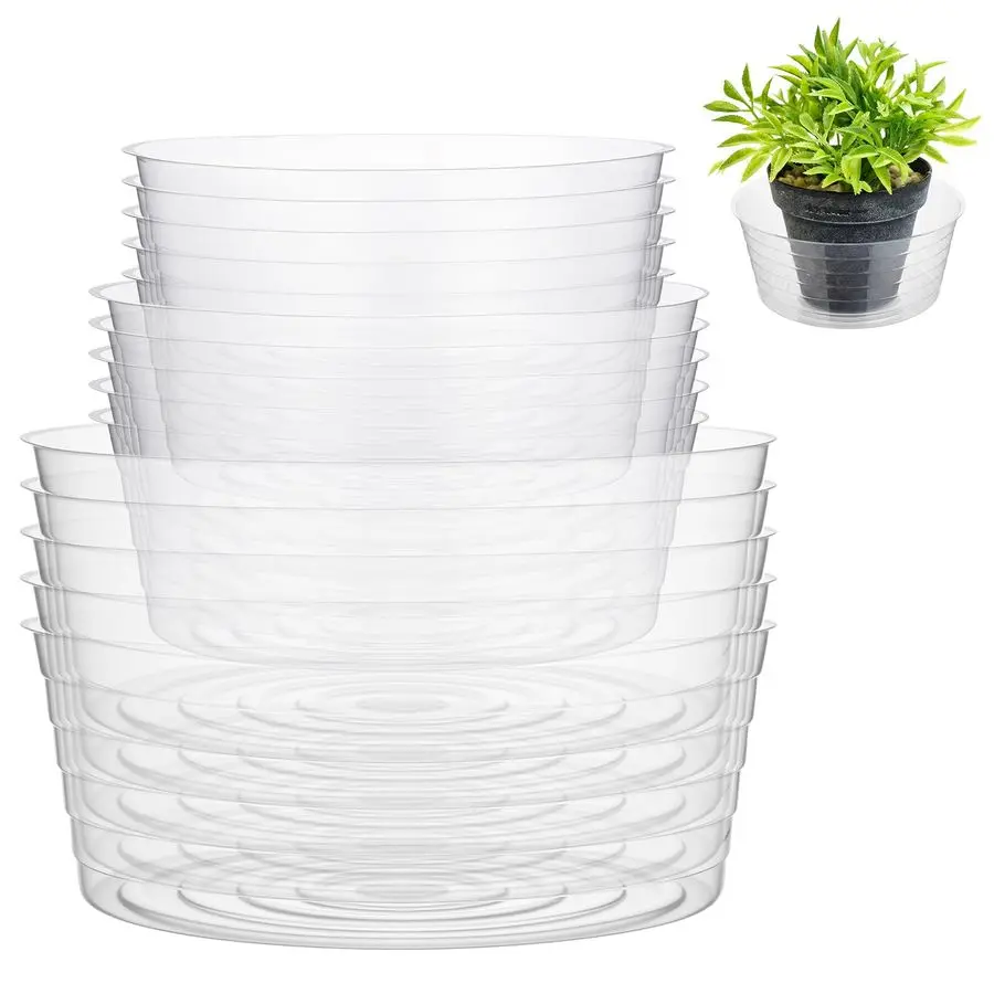 

Набор из 15 прозрачных пластиковых поддонов для растений, глубокие утолщенные подставки для цветочных горшков, для дома и сада