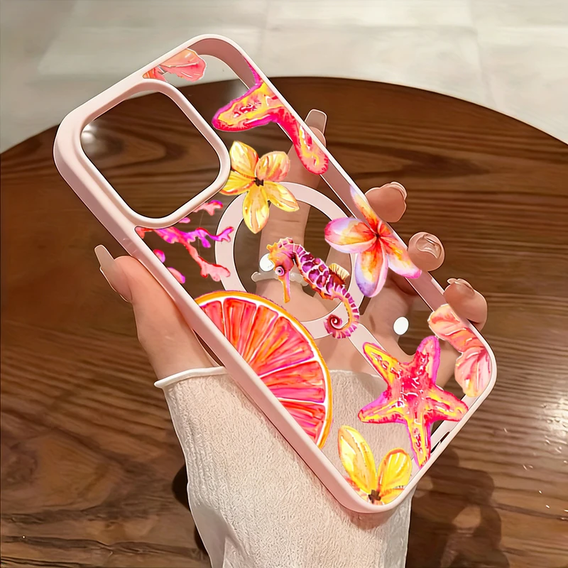 Lily Flower Starfish Magnetic Phone Case For Samsung Galaxy A17 A37 A57 A56 A55 A26 A36 S26 Ultra S25 Plus S24 FE S23 Soft Cover