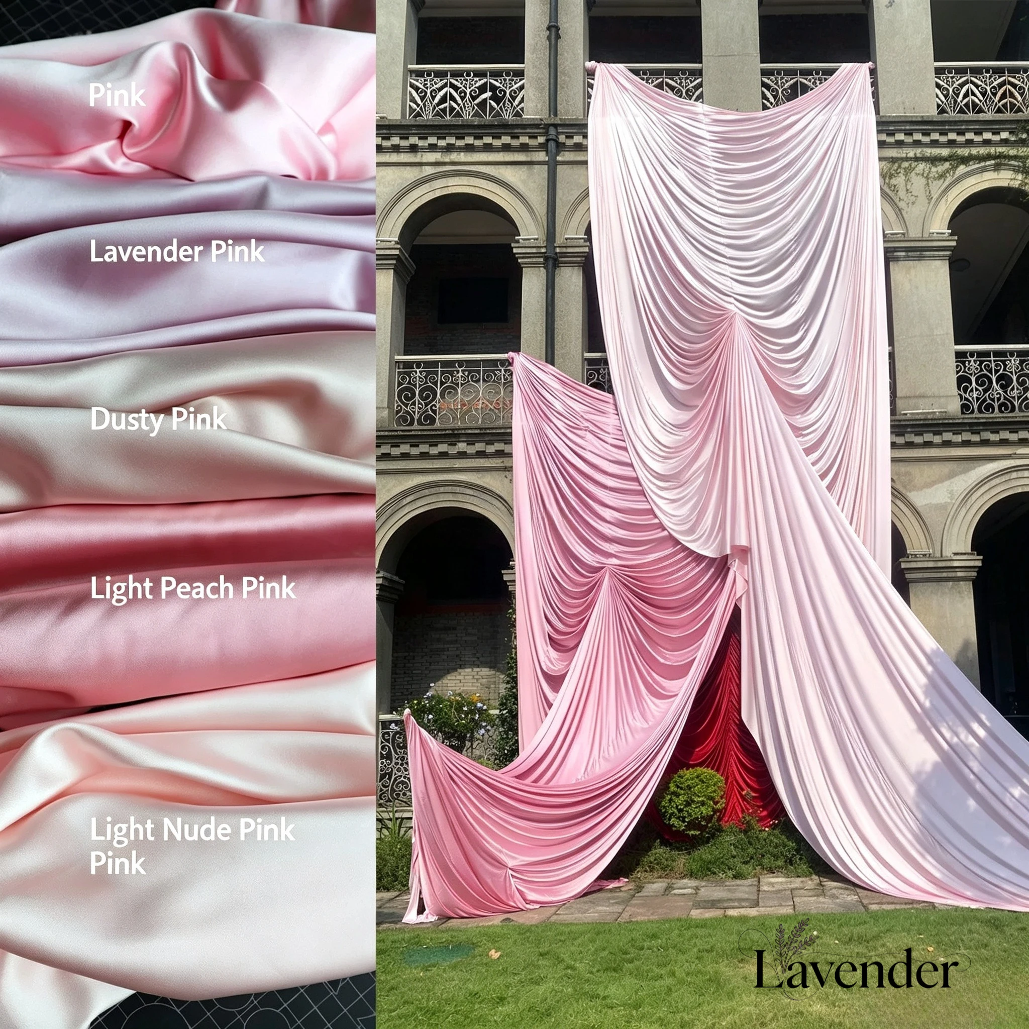 Pink Pearlescent Satin Fabric Glossy Smooth Drapable Curtain Cloth Luxurious Silky Backdrop Drapery Wedding StageEventDecoration