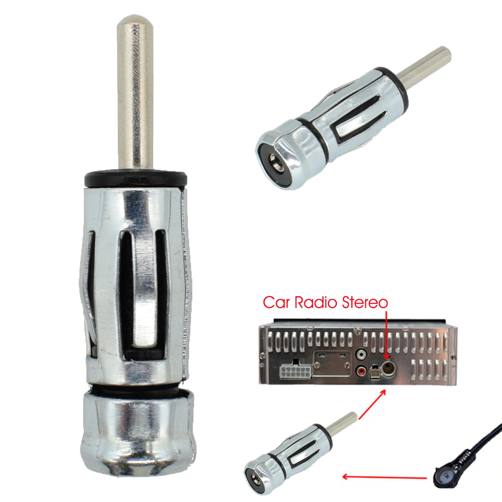 1PC Alloy Material Car Radio Stereo Antenna Adaptor Auto ISO To Din Connector Aerial Plug Car Radio Stereo Car Accessories
