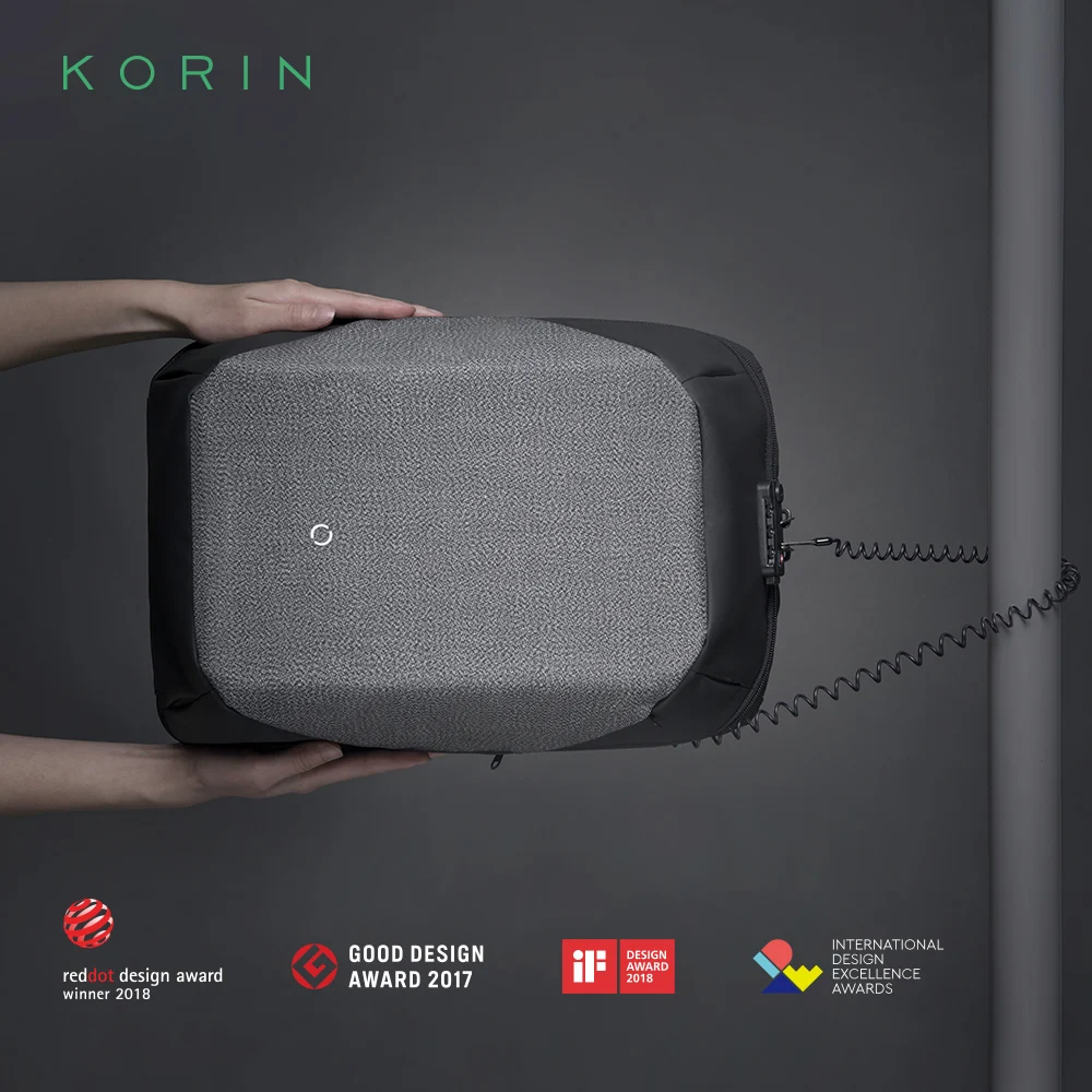 KORIN-Mochila inteligente impermeável anti-corte para homens, bolsa anti-roubo para laptop, porta de carregamento USB, mochila de viagem casual para negócios