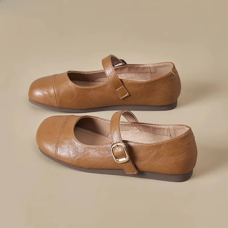 

Retro Mary Jane oes for Women Flat Bot Single oes for Skirts Small Leather oes Faionable Autumn Season Ladies Foot...