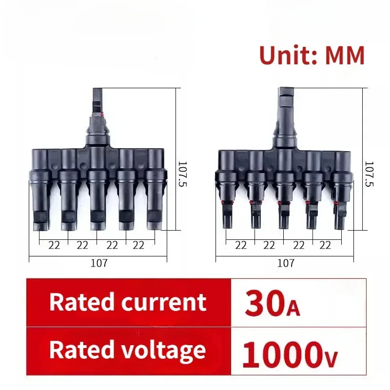 T-type Five-in-one Connector Solar Photovoltaic Power Generation Line Paralleling Device Battery Panel Five-way Connector