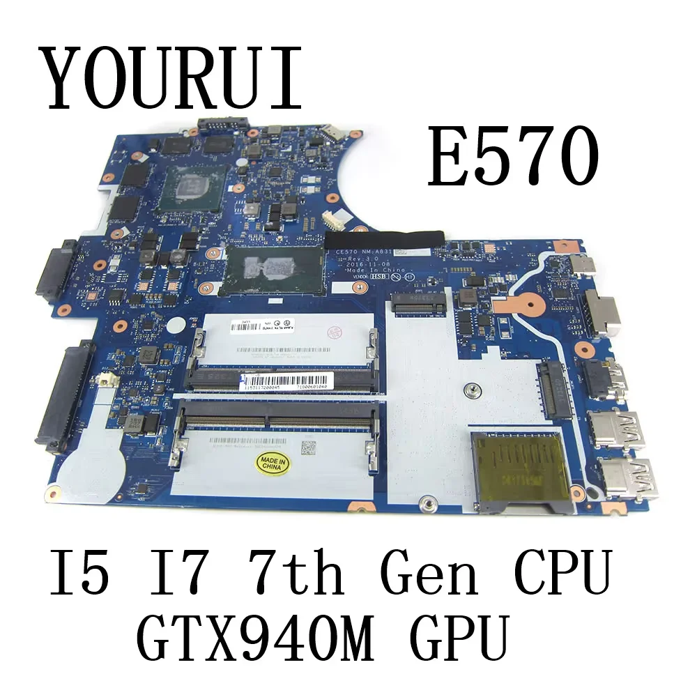 

For LENOVO ThinkPad E570 Laptop Motherboard with I5 I7 7th Gen CPU and GTX940M GPU Mainboard NM-A831