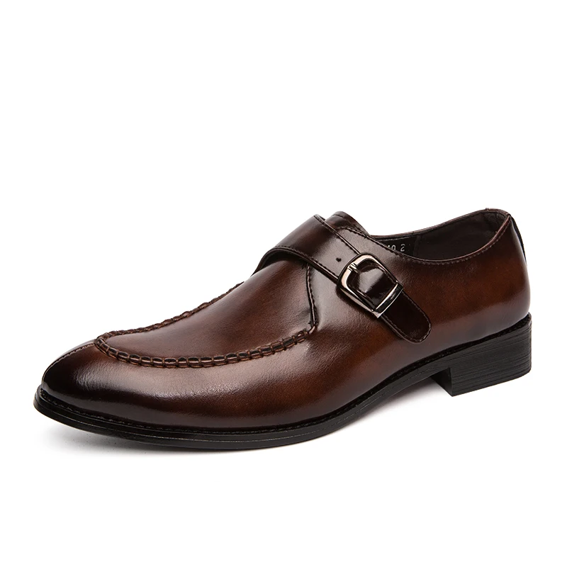 Designer Gentleman Monk Strap Loafers For Men Pointed Toe Patent Leather Shoes Designer Formal Wedding Dress Homecoming Footwear
