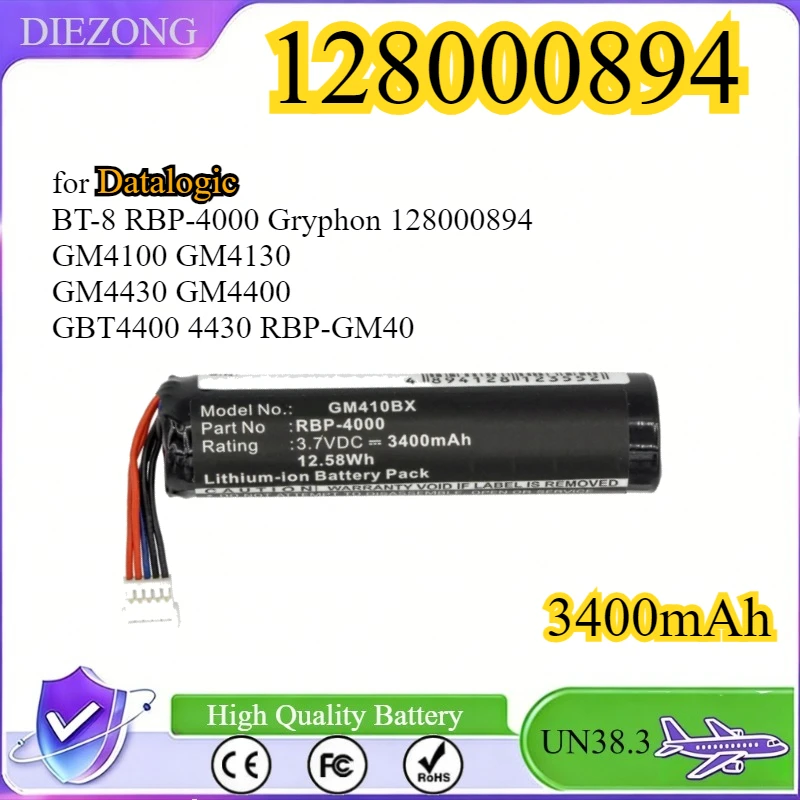 

3400mAh Barcode Scanner Battery for Datalogic BT-8 RBP-4000 Gryphon 128000894 GM4100 GM4130 GM4430 GM4400 GBT4400 4430 RBP-GM40
