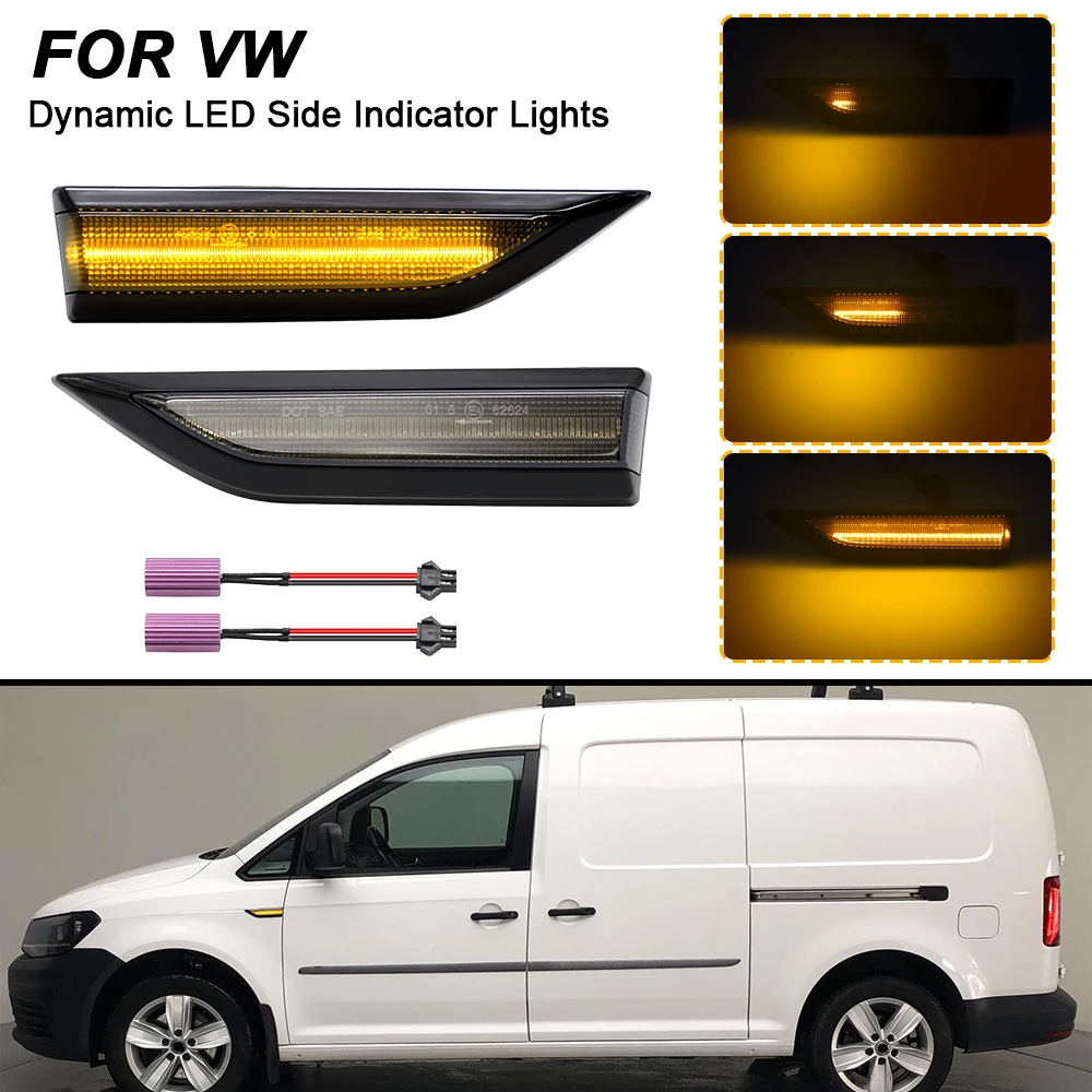 

Dynamic Indicator LED Lights For VW Caddy 2015-2019 With Canbus Error Free 2PCS Sequential Side Marker Turn Signal Lamps