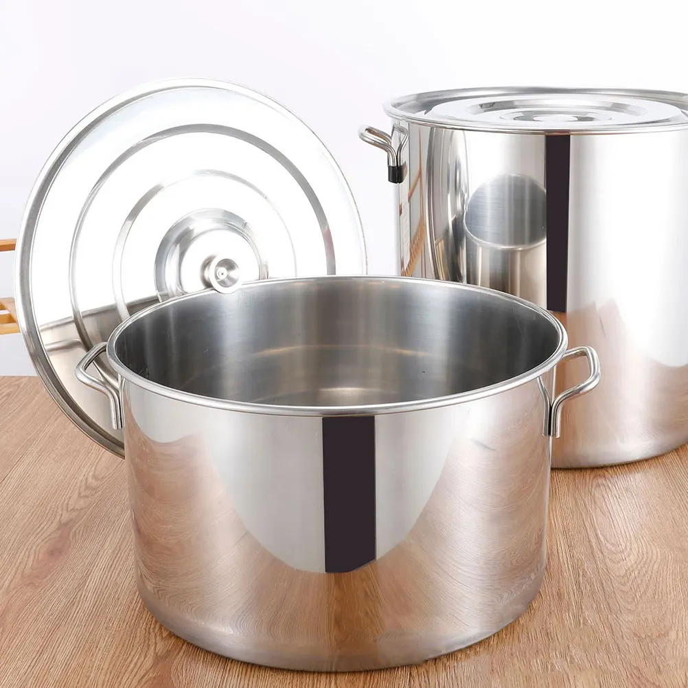 

Stainless Steel Thick Soup Pot Large Capacity Anti Scald H Dustproof Lid Keeps Warm Multi Functional Rice Porridge Storage