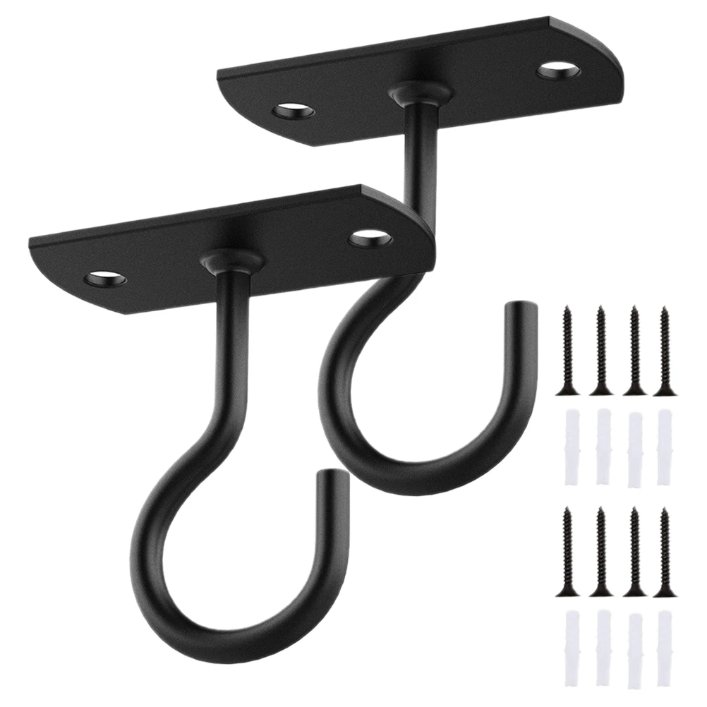 

2 Sets Screw Mounted Ceiling Hooks Outdoor Iron Garden Bird Feeder Hanging Rack Planter Holder Hook For Bathroom Cabinet Garage