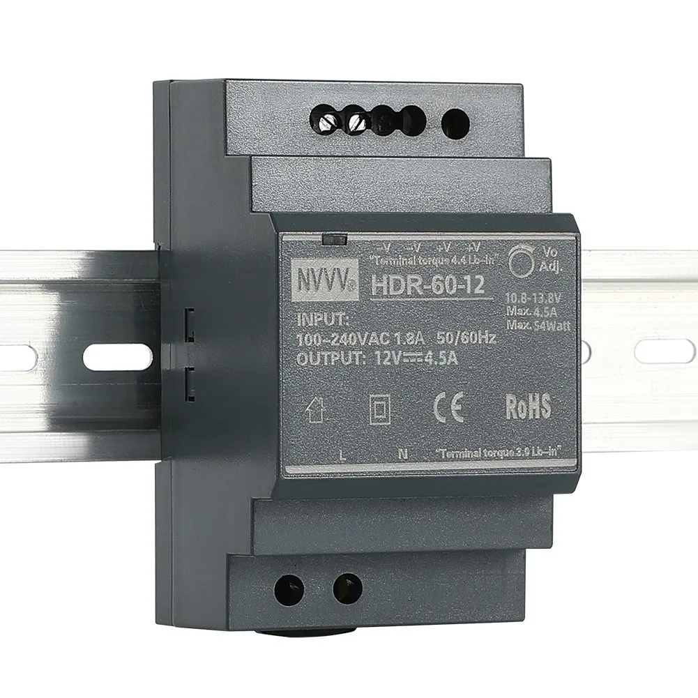 DIN Rail Power Supply Estabilizador de Tensão Transformador, DIN Rail Supplies, 15W, 30W, 60W, 100W, 150W, 12V, 24V, Série HDR