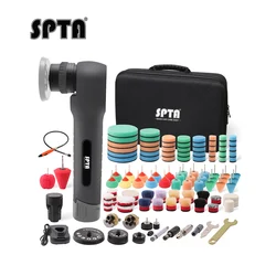 SPTA LD105 12V Mini Cordless Car Polisher Wireless Polishing Machine With Flexible Shaft Kit A&RO Polisher 2pcs2.0Ah Battery