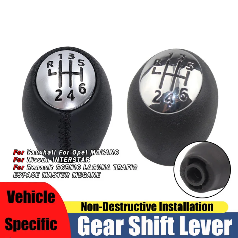 

Suitable for Renault Megane car gear head with leather 6-speed shift handball gear head matte glossy accessories
